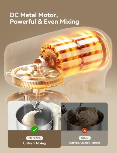 Neretva Super Stable Stand Mixer with Low Noise Operation, 6.34 QT Capacity