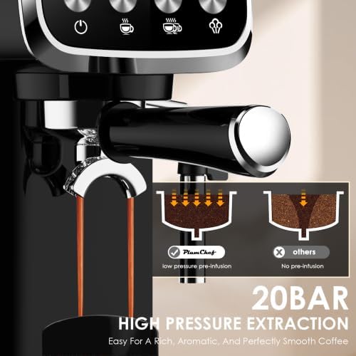 20BAR Espresso Machine with Frother, Coffee Maker with Cup Warmer