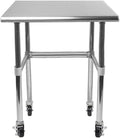 Stainless Steel Work Table Open Base & Wheels | Work Station | Metal Work Bench (Stainless Steel Work Table Open Base + Casters) (18" Long x 18" Deep)