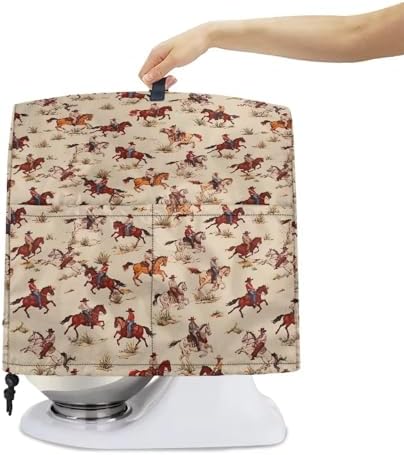 Universal Stand Mixer Dustproof Cover Horse Cowboys Pattern Compatible with Kitchen Aid Mixer Soft Washable Stand Mixer Covers for 4.5-5 Qt Mixer
