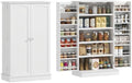HOMCOM 41" Kitchen Pantry Storage Cabinet 12 Door Shelves White
