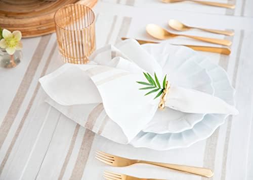 Solino Home 100% Pure Linen Napkins, 20 x 20 in, Natural Striped, Set of 4