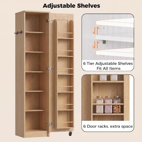 IRONCK Narrow Kitchen Pantry Cabinet, 72" H,Slim for Small Place