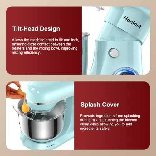 Honinst 4QT Electric Stand Mixer, 10-Speed Tilt-Head Compact Kitchen Mixer
