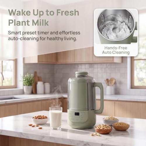 9-in-1 Nut Milk Maker Machine, 1.2L Automatic Soy Milk Maker, Green