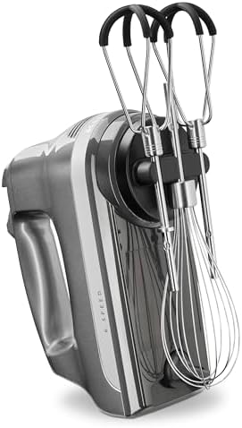 KitchenAid 6 Speed Hand Mixer w/Flex Edge Beaters, KHM6118, Contour Silver