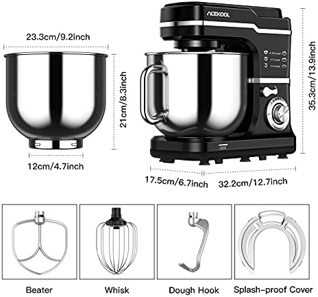 Takywep 10-Speed Stand Mixer, 7.5 Quart Tilt-Head Electric Kitchen Mixer with Stainless Steel Bowl, 660W Baking Mixer with Dough Hook, Beater, Whisk & Splash Guard for Bread, Cakes & Cookies
