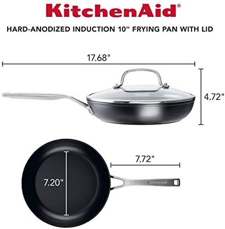 KitchenAid Hard-Anodized Induction Frying Pan with Lid, 10-Inch, Black