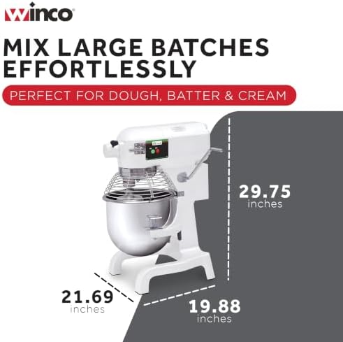 Winco 20 L Commercial-Grade Planetary Mixer with Hub