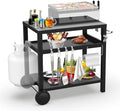 Outdoor Grill Cart for Blackstone Griddle, Pizza Oven Table for Ninja