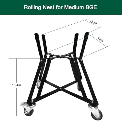 Medium BGE Nest,Grill Stand for BGE Accessories, Rolling Nest with Heavy Duty Locking Caster Wheels Powder Coated Steel for BGE Smoker Kamado Joe Grill Stand Accessories