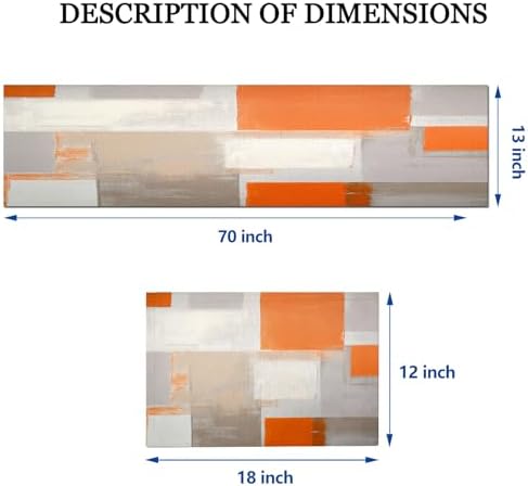 Mcalk Orange Table Runner and Placemats Set of 6, Abstract Brown Placemats, Modern Cloth Place Mats Indoor for Kitchen,Washable Linen Material for Dining Table