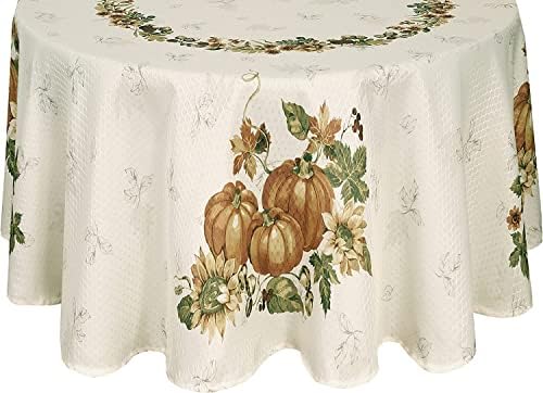 Lintex Thanksgiving Stockbridge Pumpkin Tablecloth 60 x 84 Inch Oval