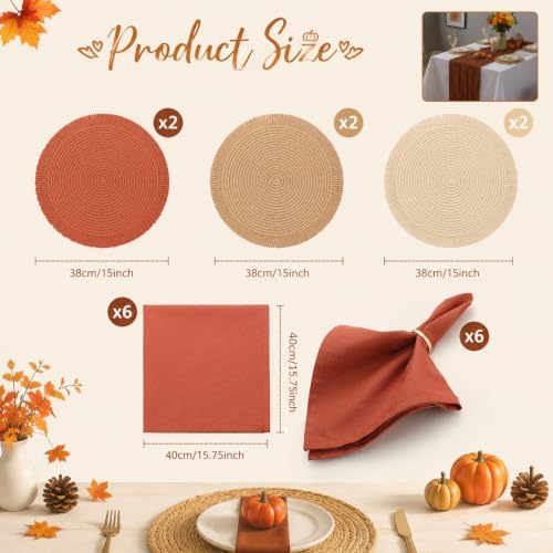 Batiyeer Fall Thanksgiving Table Placemats Decoration Set of 6 People
