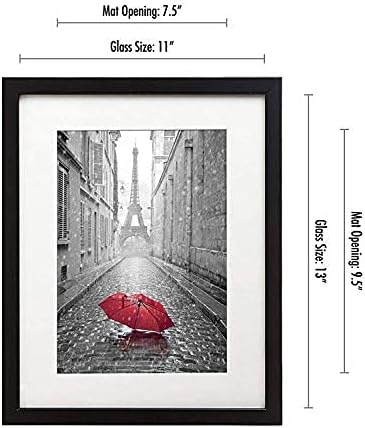 Americanflat 11x13 Picture Frame with Shatter-Resistant Glass - Use as 8x10 Frame with Mat or Display 11x13 Photo Without Mat - Signature Collection - Picture Frames for Wall Display - Black