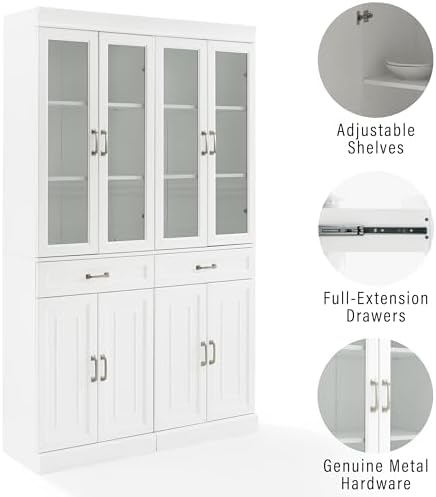 Crosley Furniture Stanton 2-Piece Glass Door Pantry Storage Cabinet Set