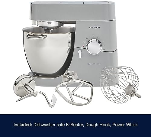 Kenwood Chef Titanium Kitchen Machine, Stainless Steel - 7 qt - Kitchen Mixer - 800W Motor & Electronic Variable Speed Control - Includes Dishwasher-Safe Work Bowl & Three Mixing Tools
