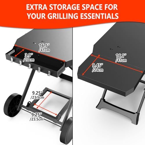 Upgraded Portable Grill Cart for Weber Q1200, Q1000, Q2200, Q2000