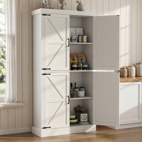 Kitchen Pantry Cabinet, 70" Tall Storage Cabinet with 2 Adjustable Shelves