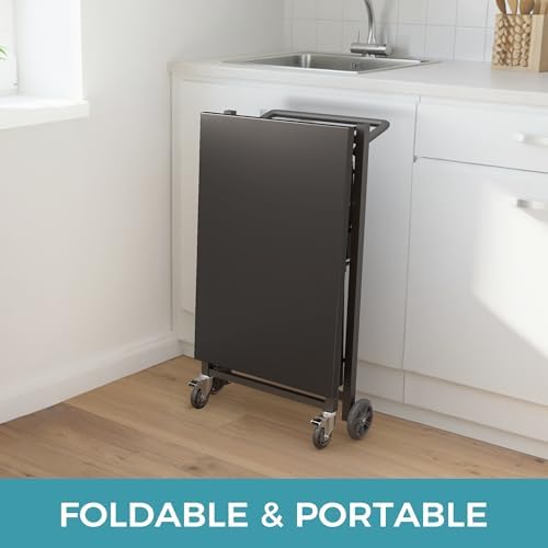 Ciokea Folding Outdoor Grill Cart with Wheels, All Black