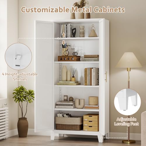 Zevemomo 71" Metal Pantry Cabinet, Tall Metal Storage Cabinet for Kitchen