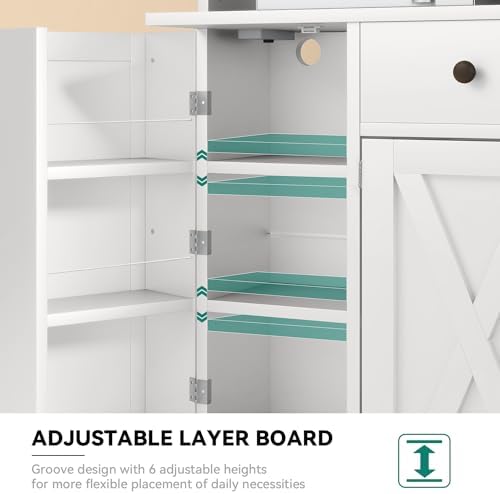 YITAHOME 71" Kitchen Pantry Cabinet with Wine Rack & Power Outlet, White