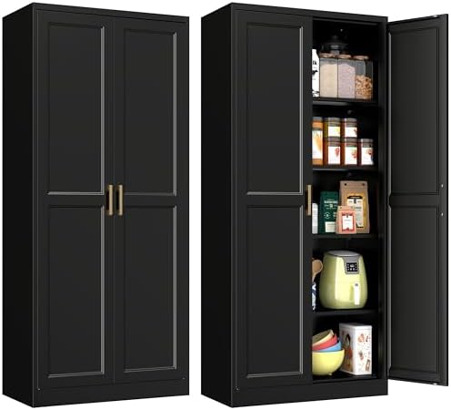 Polup Pantry Cabinet, 71" Tall Metal Storage Cabinet with Doors and Shelves
