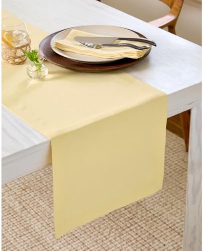 Solino Home 100% Pure Linen Table Runner Golden Straw Long, Fete 14 x 90 in