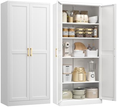UNICOLY 71" Kitchen Pantry Cabinet, Metal Pantry Storage Cabinet with Doors