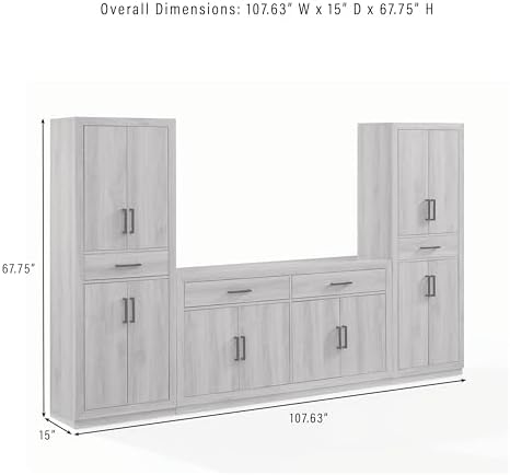 Crosley Furniture Isla 3-Piece Pantry Storage Cabinet & Sideboard Set