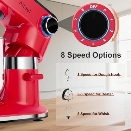 10.5QT Stand Mixer,900W Electric Tilt-Head Kitchen Mixer Red