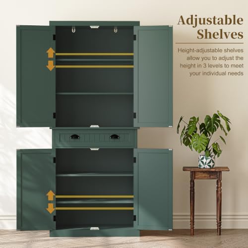 ARTPOWER 72" Tall Freestanding Pantry & Kitchen Storage Cabinet, Green