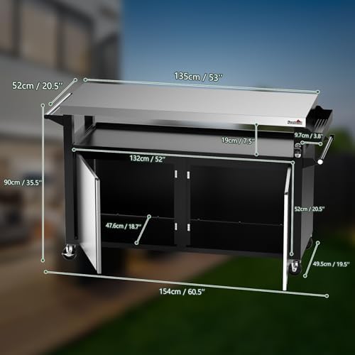 Stanbroil BBQ Grill Cart with Stainless Steel Table Top for Outdoor Indoor