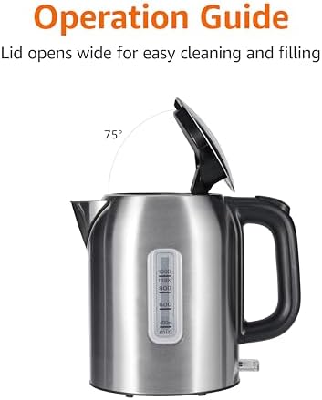 Amazon Basics Electric Kettle, Tea Kettle & Water Boiler with Auto Shut-Off, Boil Dry Protection, Strix Thermostat, BPA-Free, 1500W, 1.1Qt (1L), Stainless Steel, New Model, Black & Silver - Image 4