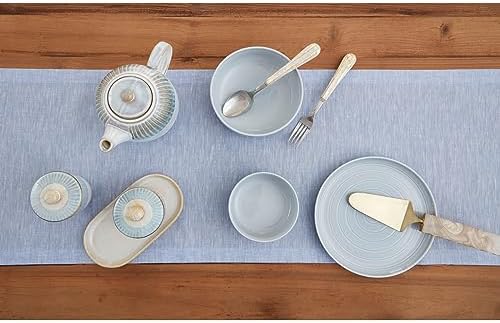 Solino Home 100% Pure Linen Table Runner Chambray Blue, Athena 14 x 90 in