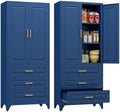 Polup 75" Metal Storage Cabinet, Kitchen Pantry Cabinet with 3 Drawers