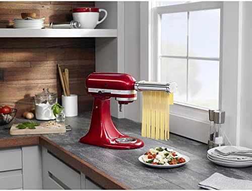 KitchenAid® 7 Quart Bowl-Lift Stand Mixer, Cast Iron Black & KSMPDX Pasta Deluxe Set Stand Mixer Attachment, 5 Piece, Stainless Steel