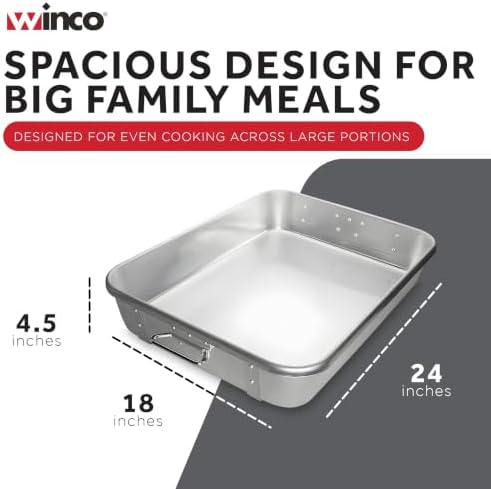 Winco 18" x 24" Aluminum Commercial Roast Pan