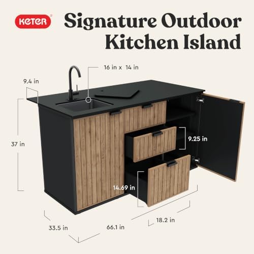 Keter Signature Compact Outdoor Kitchen Island with Sink