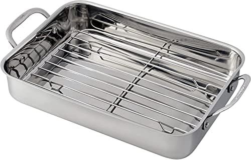 Cuisinart 7117-14RR 14-Inch Chef's-Classic Cookware-Collection, Lasagna Pan w/Stainless Roasting Rack, Stainless Steel
