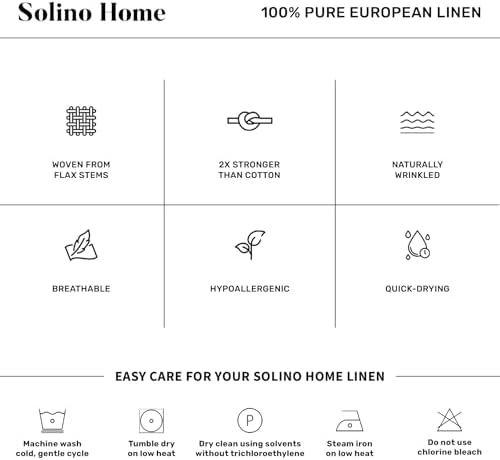 Solino Home 100% Pure Linen Napkins, 20 x 20 in, Navy and White, Set of 4