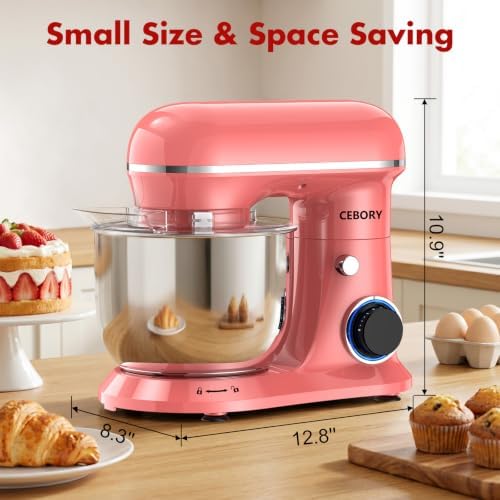 CEBORY Stand Mixer, 4QT 10+P-Speed Electric Kitchen Mixer with Bowl