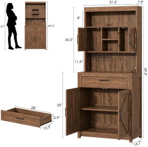 kepptory 69" Kitchen Pantry Cabinet with Shelves and Drawer