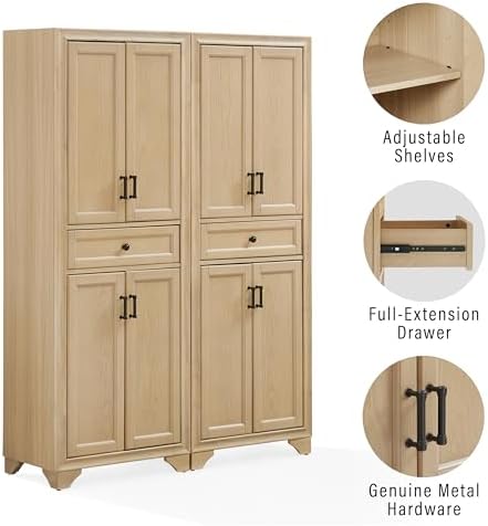 Crosley Furniture Tara 2-Piece Farmhouse Pantry Storage Cabinet Set
