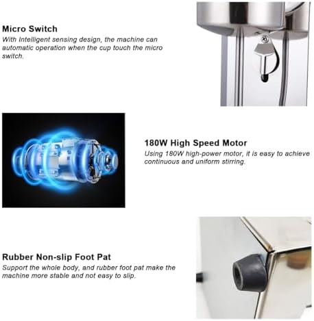 INTBUYING Dual Head Milkshake Machine Stainless Steel Milk Shake Machine 2 Speed with Mixing Cup, Smoothie Mixer Blender Cocktail Maker Commercial Milkshake Mixer
