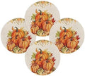 Fall Round Placemats Set of 4 Orange Pumpkin Thanksgiving Place Mats Washable Woven Placemat Autumn Maple Leaf Circle Braided Table Mat for Kitchen Dining Table Holiday Party Decorations 13 Inch