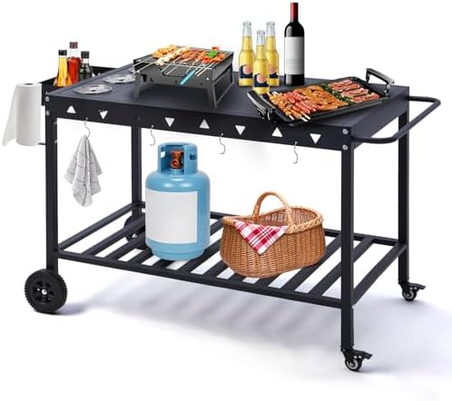 Outdoor Grill Cart Grill Table with Wheels