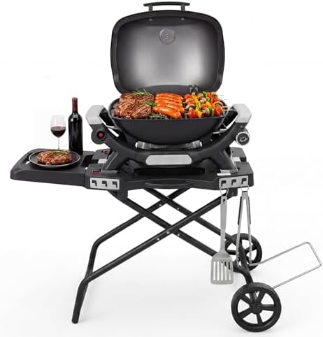 Portable Grill Cart for Weber Q1200, Q1000, Q2200, Q2000, Collapsible Griddle Stand for Blackstone 17" 22" Table Top Griddles, Outdoor Portable Folding Cart