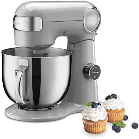 Cuisinart SMD-50BC Precision Pro 5.5-Quart Digital Stand Mixer With 12-Speeds, 3 Preprogrammed Food Prep Settings, Mixing Bowl, Whisk, Flat Mixing Paddle, Dough Hook, And Splash Guard, Silver Lining