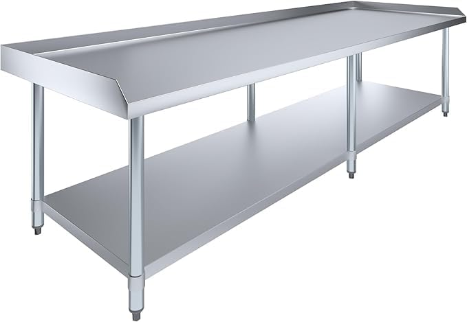 Stainless Steel Equipment Stand with Undershelf + Casters, Heavy Duty, Commercial Grade, NSF Certified (30" Width x 96" Length)